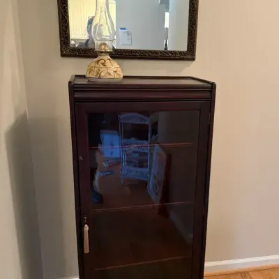 Glass Door Book Or Display Case Plus Mirror
