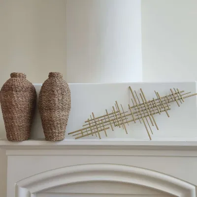 Metal Wall Decor & 2 Organic Baskets