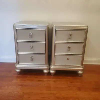 Bob's Furniture Diva Vanity Nightstands- Silver 