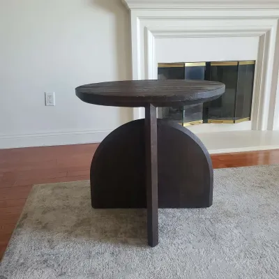 Solid Wood Side Table- Arhaus Calderone- inspired Modern Design 