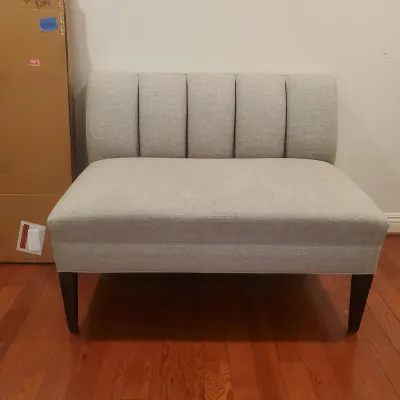 Grey Upholstery Overstuffed Chair and a Half