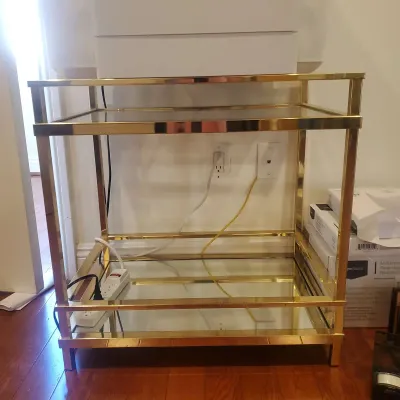 Clear Glass And Gold Chrome & Mirror Side Table 