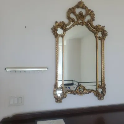 Wall Mirror And Key Hanging Rack- Gold tone 