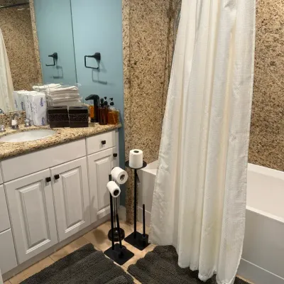 Luxury Bath Set Items- Grey Cream, Black And Amber