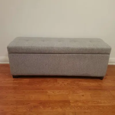 Long Grey Ottoman With Shoe Storage