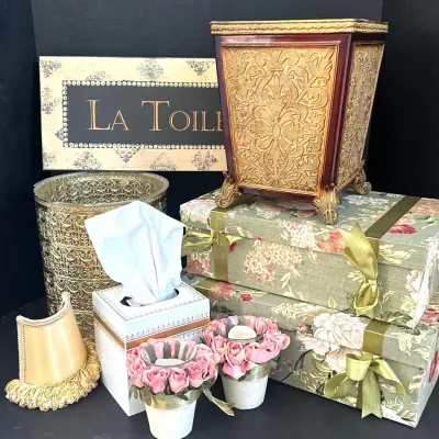 Floral/Gold Bathroom Decor Variety: 9pcs