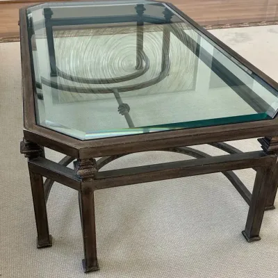 Kreiss Montreal Style Coffee Table (Wrought Iron And Beveled Glass)