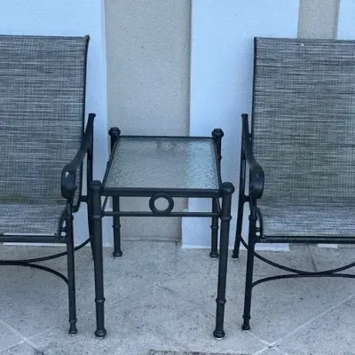 Pair Of Patio Chairs & Side Table