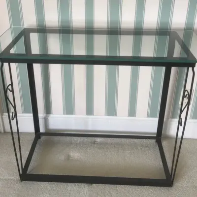 Metal Glass Top Accent Table