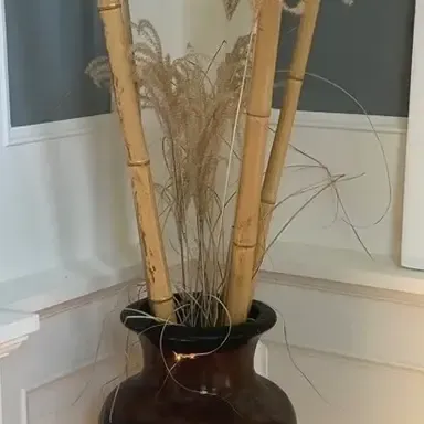 Tall Floor Vase With Bamboo And Dried Grass
