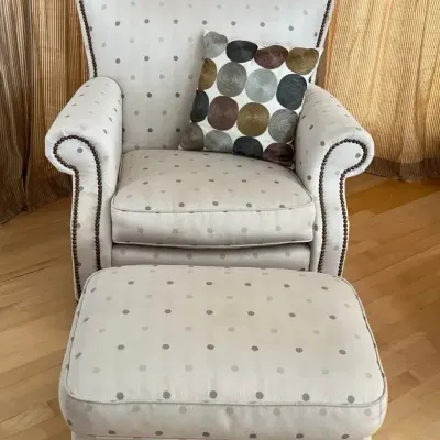 Laz-Z-Boy Wingback Armchair With Ottoman 