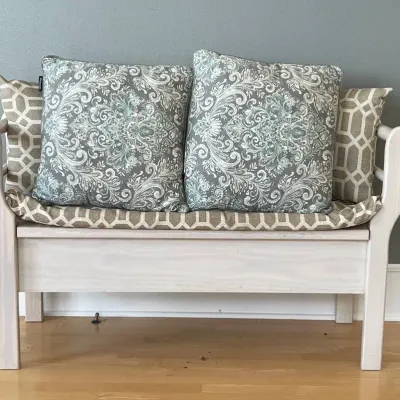 White Washed Wooden Bench