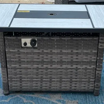 Ovios Outdoor Wicker Propane Fire Fit Table
