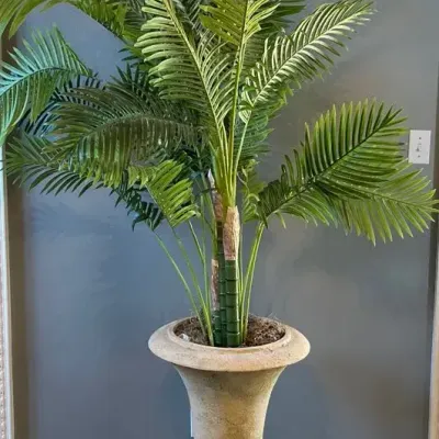 Classical Urn Planter With Faux Palm Tree