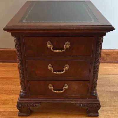 Hekman Wood W/ Leather Top 3-Drawer Night Stand
