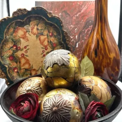 Harvest Charm In Amber: 4pcs