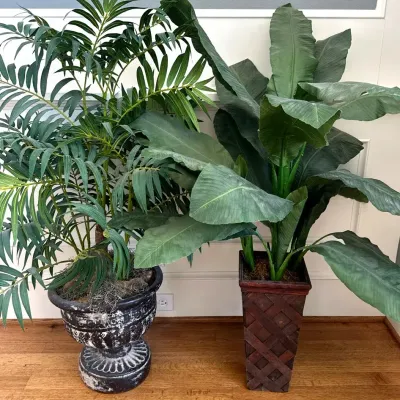 Faux Plant And Planter Pair