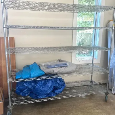 Nexel Shelving Unit With Asssorted Tarps: 5pcs