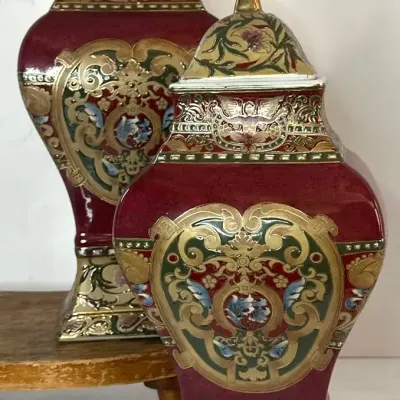Oriental Porcelain Lidded Urn Pair