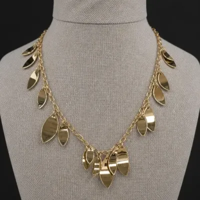 Gold-Tone Leaf Motif Necklace