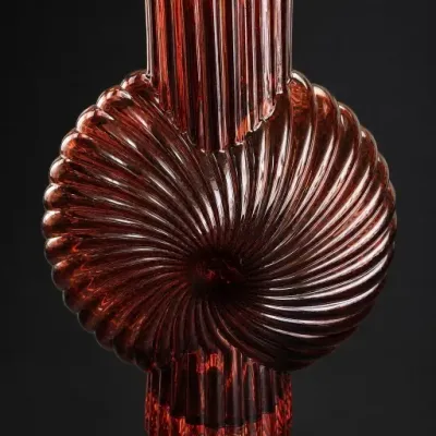 Ribbed Red Glass Vase