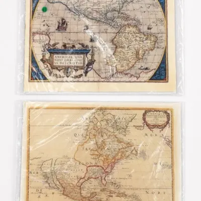 Pair of Framed North America Map Prints