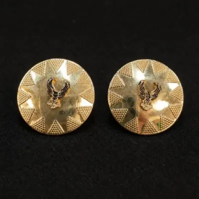 Gold-Tone Round Cufflinks With Eagle Motif