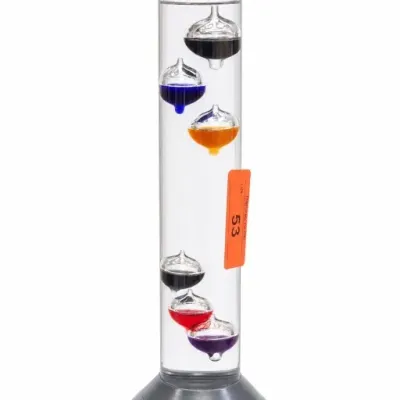 Glass Galileo Thermometer With Colored Liquid Globes
