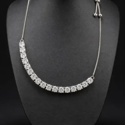 Silver-Tone Necklace With Clear Stones