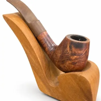 Wood Smoking Pipe With Matching Wood Stand