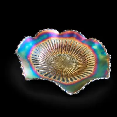 Iridescent Glass Ruffled Edge Bowl