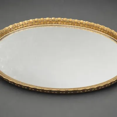 Oval Glass Mirror With Gold-Tone Frame
