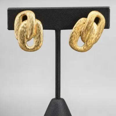 Gold-Tone Textured Link Clip Earrings