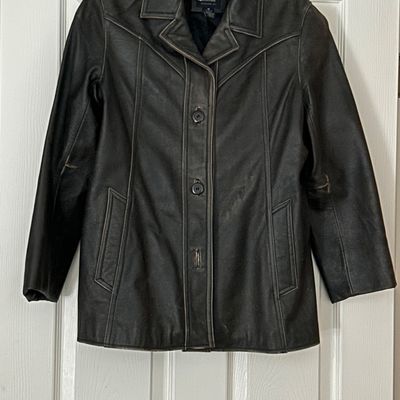 American Eagle Vintage Distressed Black Leather Jacket