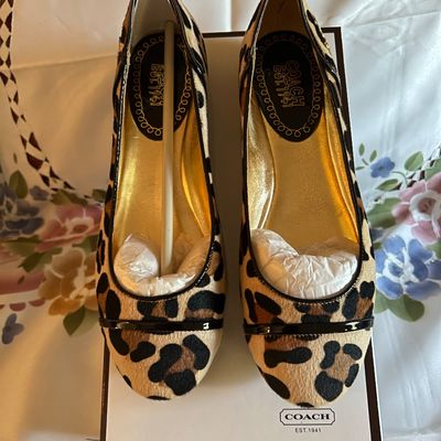 Coach ESt.1941 Animal Print Caalf Hair Ballet Flats