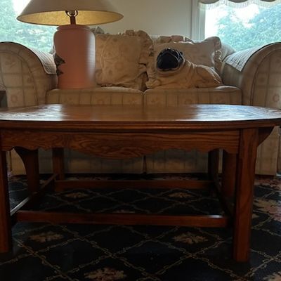 Vintage Oval Oak Wood Coffee Table