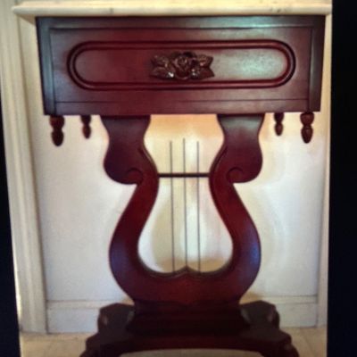 Vintage Kimball Empire Style Lyre Base side table