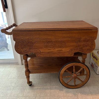 Vintage Oak Tea Trolley
