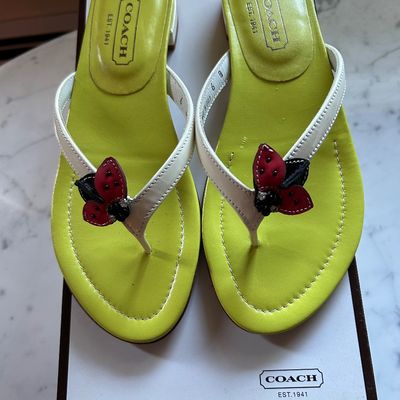 Coach Vintage Maria LightGreen Ladybug Thong Sandals