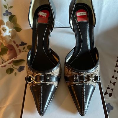 Coach Vintage Signature Canvas and Leather Kitten Heels