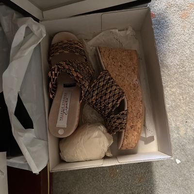 Valerie Steven’s Espana Woven Raffia Wedge Sandals