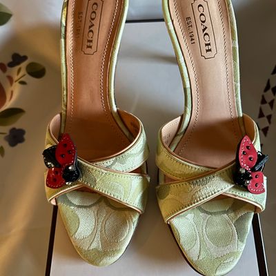 Coach Vintage Green Signature Jaquard Sandals