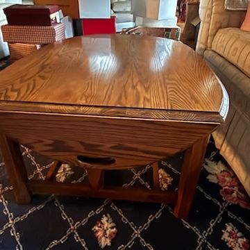 Vintage Oval Oak Wood Coffee Table