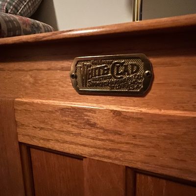 Vintage WhiteClad Reproduction Oak Ice Box side table cabinet