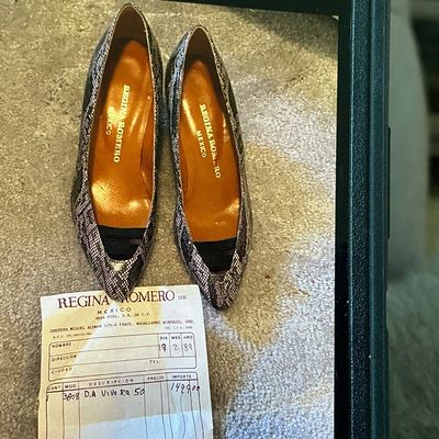 Regina Romero Snakeskin print heels
