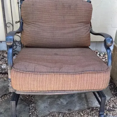 Spring Base Club style patio Chair w/cushion - dark bronze - Lot 2 