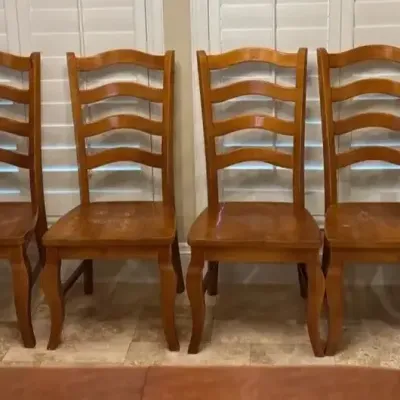 Bassett Solid Wood Heavy Brown Chairs - Set Of 6