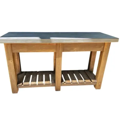 Pottery Barn Wood Concrete Top Sofa Table