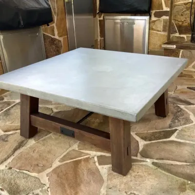 Pottery Barn Benchwright Wood Concrete Top Coffee Table