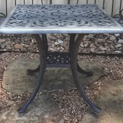 Cast iron square patio table 